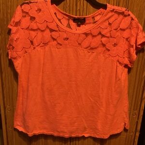 Suzanne Betro Orange Cropped Embellished Blouse